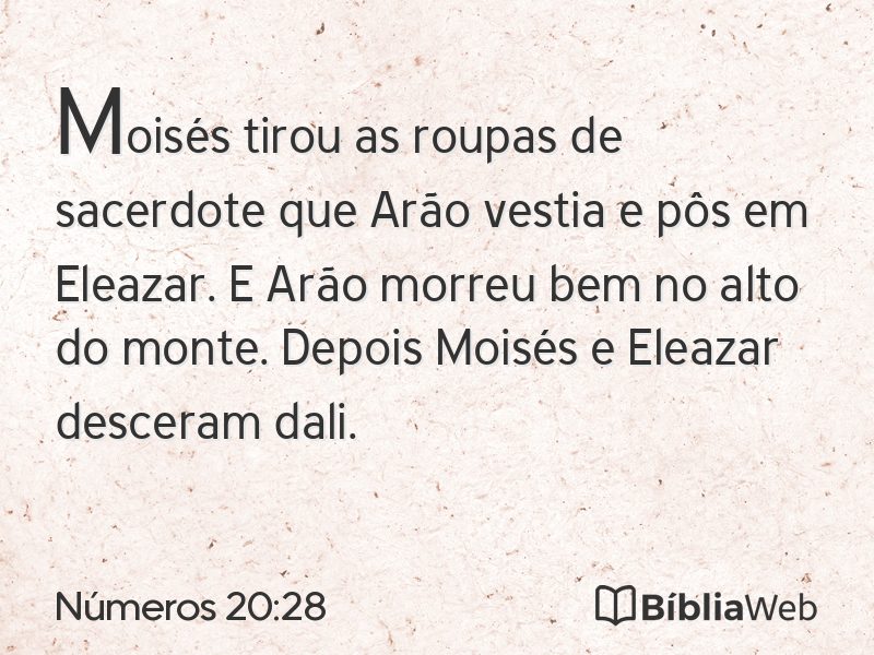 Números 20:28 em imagem para compartilhar