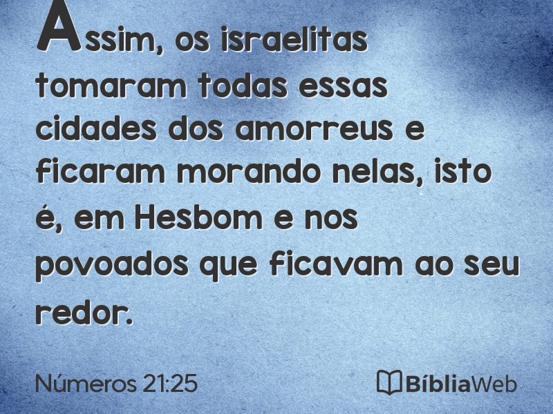 Números 21:25 em imagem para compartilhar