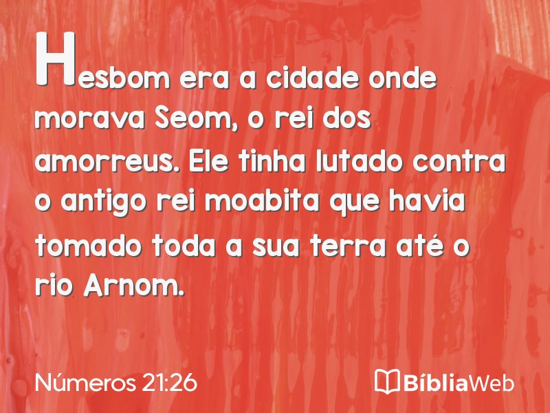 Números 21:26 em imagem para compartilhar