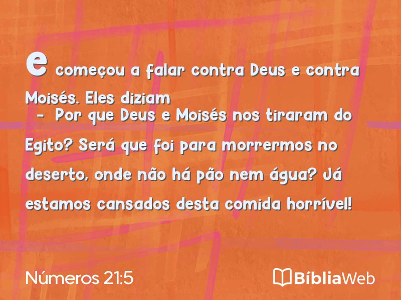 Números 21:5 em imagem para compartilhar