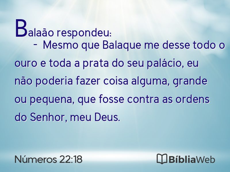 Números 22:18 em imagem para compartilhar