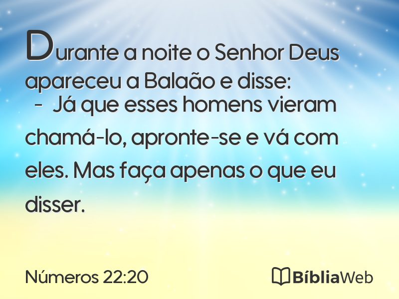 Números 22:20 em imagem para compartilhar