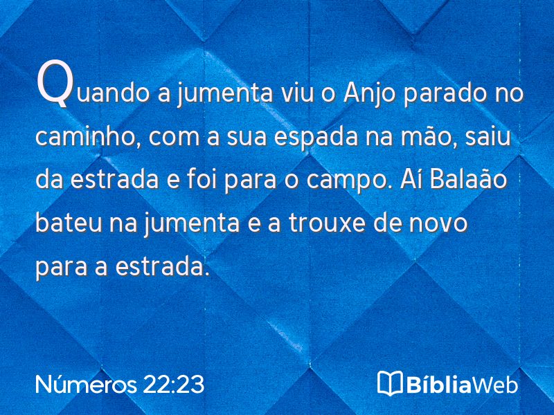 Números 22:23 em imagem para compartilhar