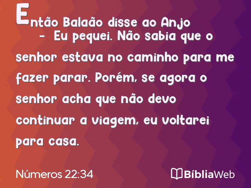 Números 22:34 em imagem para compartilhar