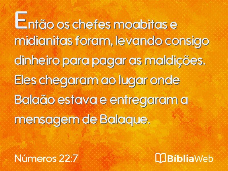 Números 22:7 em imagem para compartilhar
