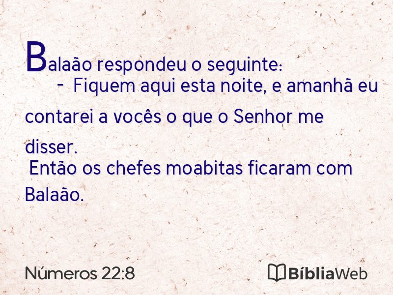 Números 22:8 em imagem para compartilhar