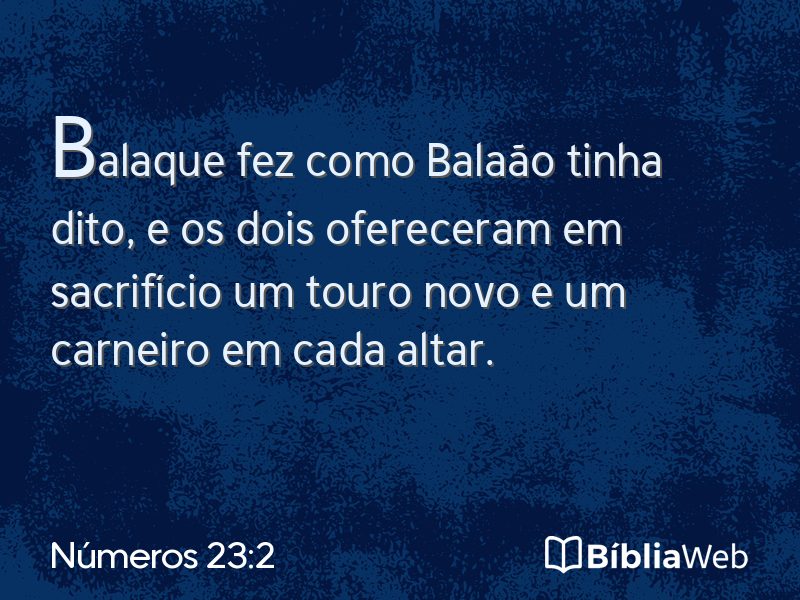 Números 23:2 em imagem para compartilhar