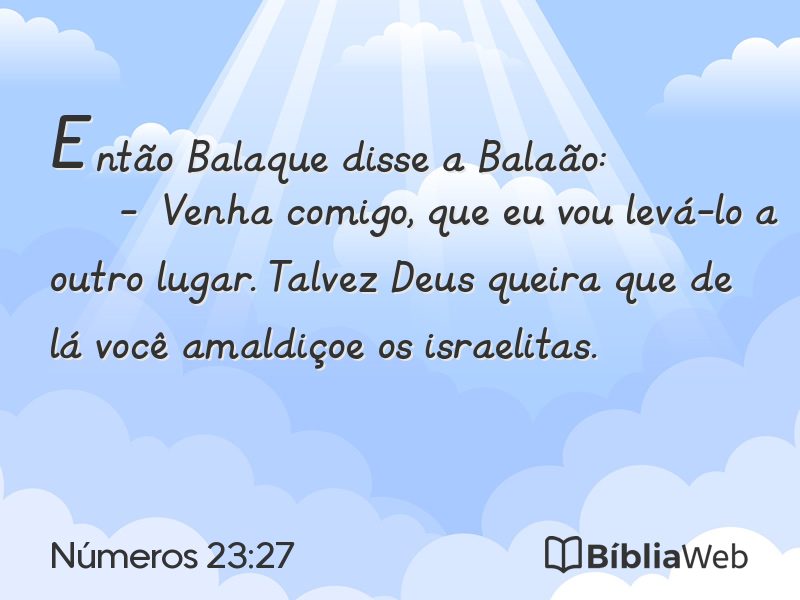 Números 23:27 em imagem para compartilhar