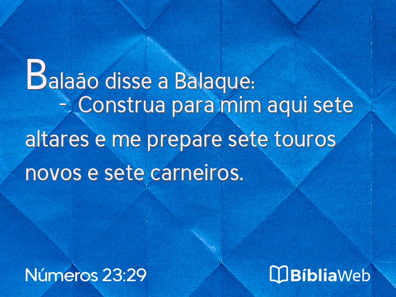 Números 23:29 em imagem para compartilhar