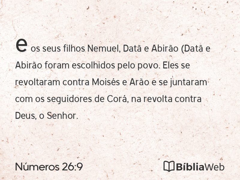 Números 26:9 em imagem para compartilhar