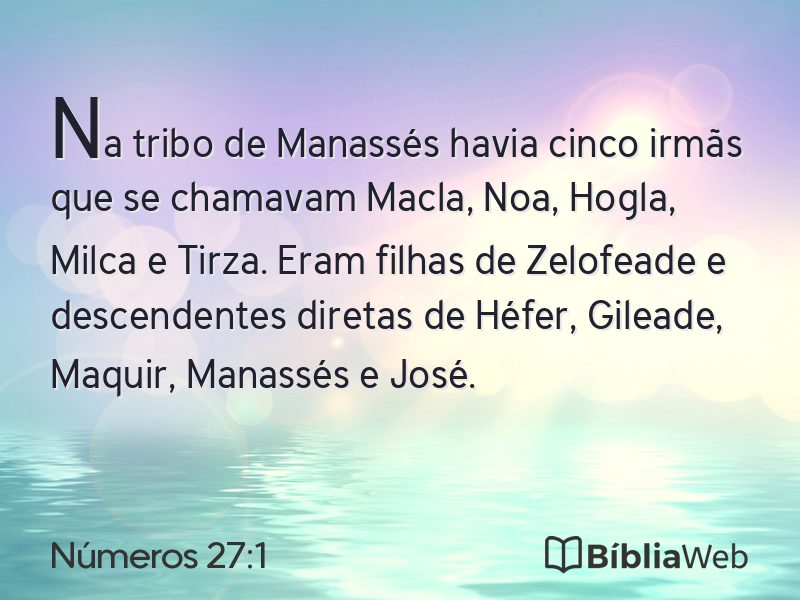 Números 27:1 em imagem para compartilhar