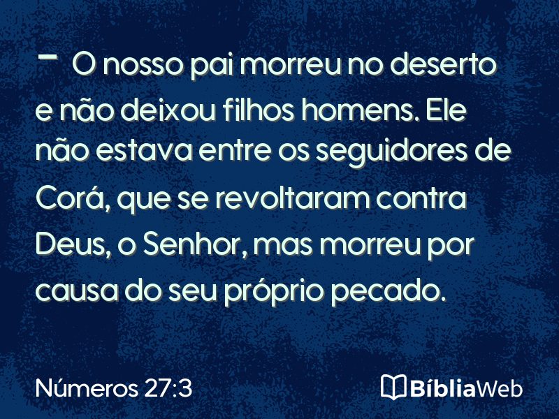 Números 27:3 em imagem para compartilhar