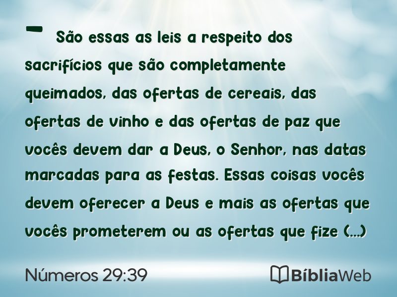 Números 29:39 em imagem para compartilhar