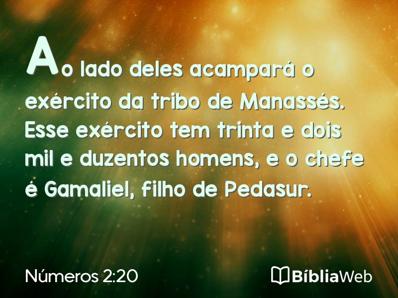Números 2:20 em imagem para compartilhar