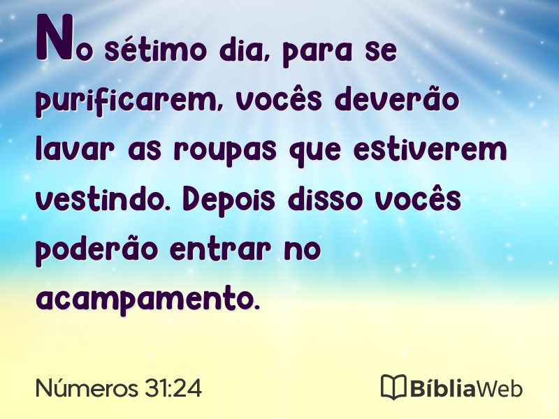 Números 31:24 em imagem para compartilhar