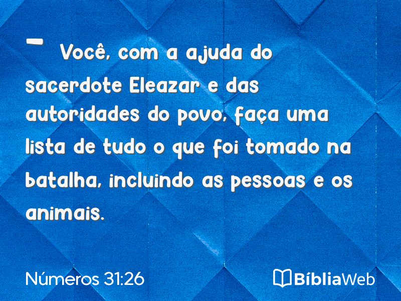 Números 31:26 em imagem para compartilhar