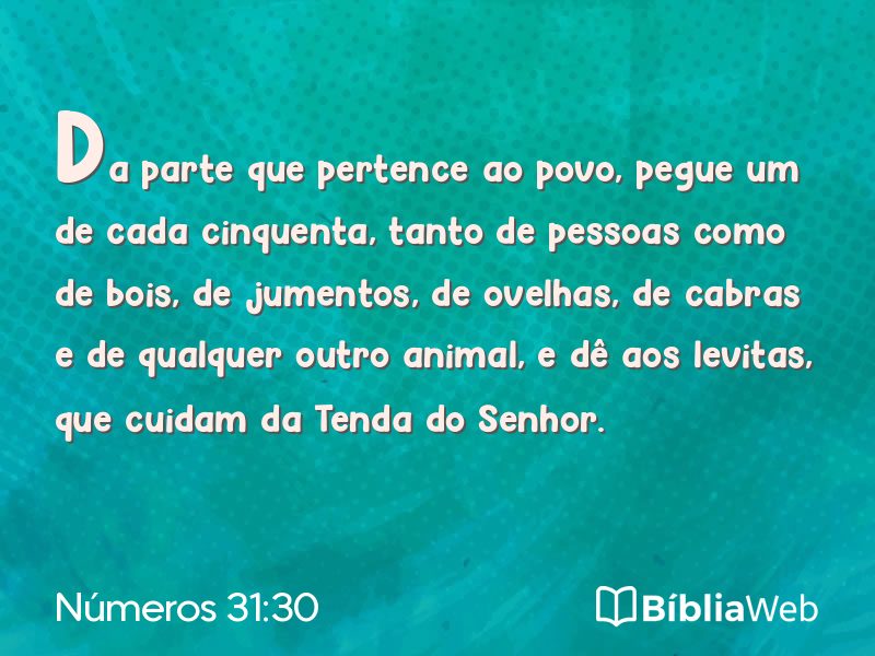 Números 31:30 em imagem para compartilhar