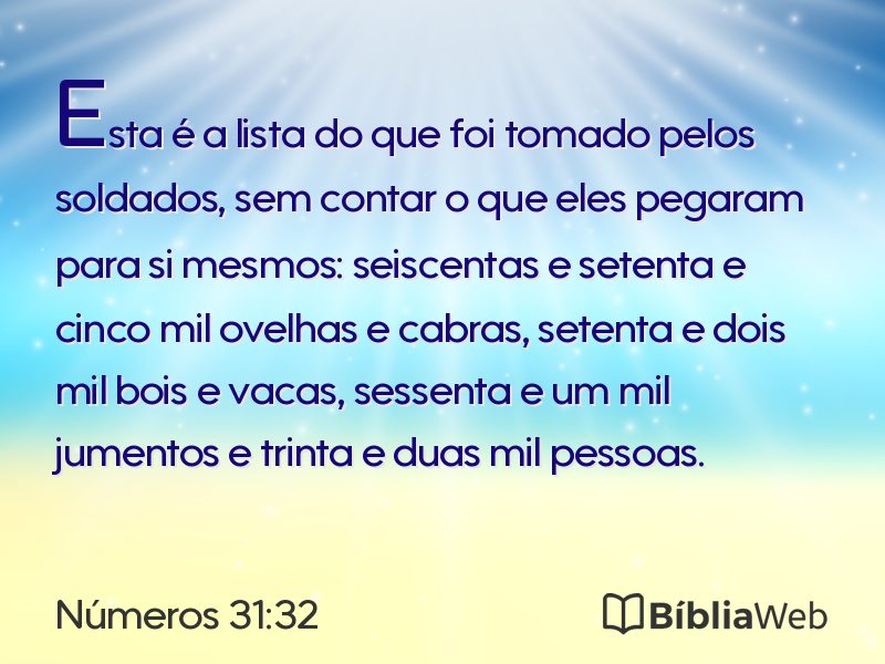 Números 31:32 em imagem para compartilhar