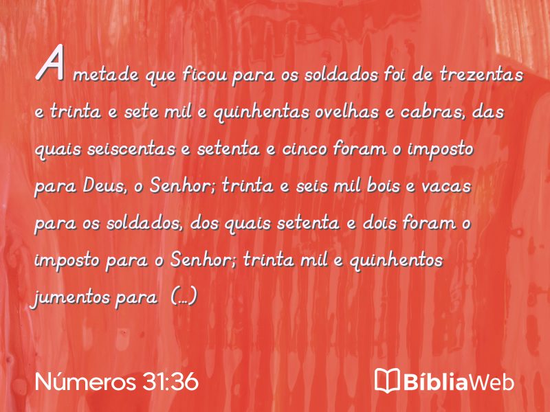 Números 31:36 em imagem para compartilhar