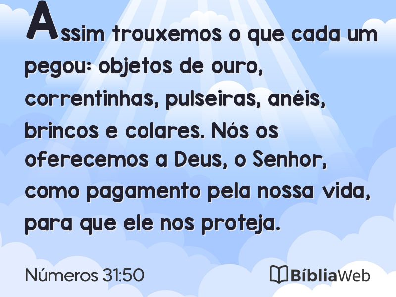 Números 31:50 em imagem para compartilhar