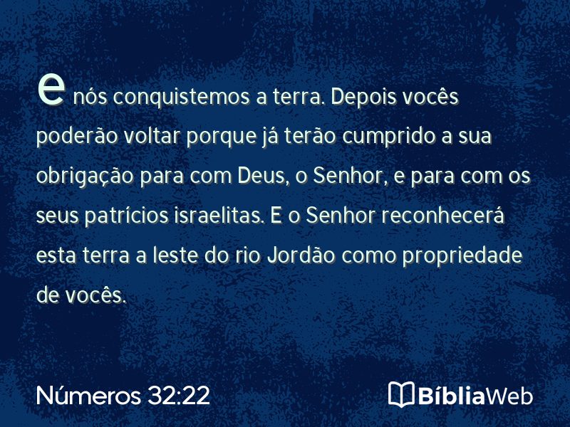 Números 32:22 em imagem para compartilhar