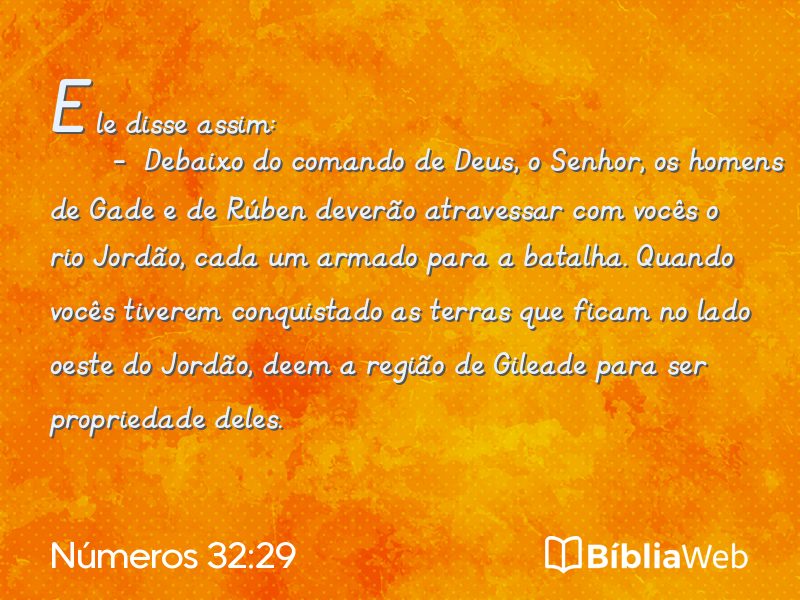 Números 32:29 em imagem para compartilhar