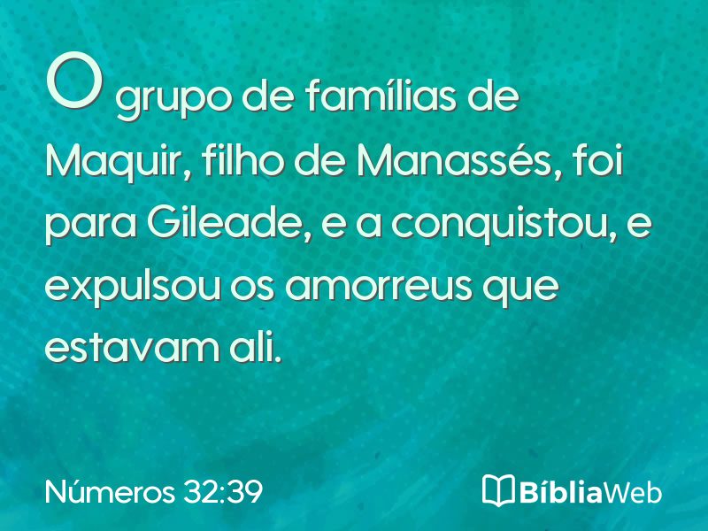 Números 32:39 em imagem para compartilhar