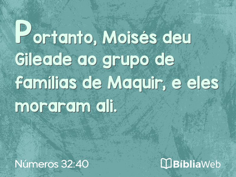 Números 32:40 em imagem para compartilhar