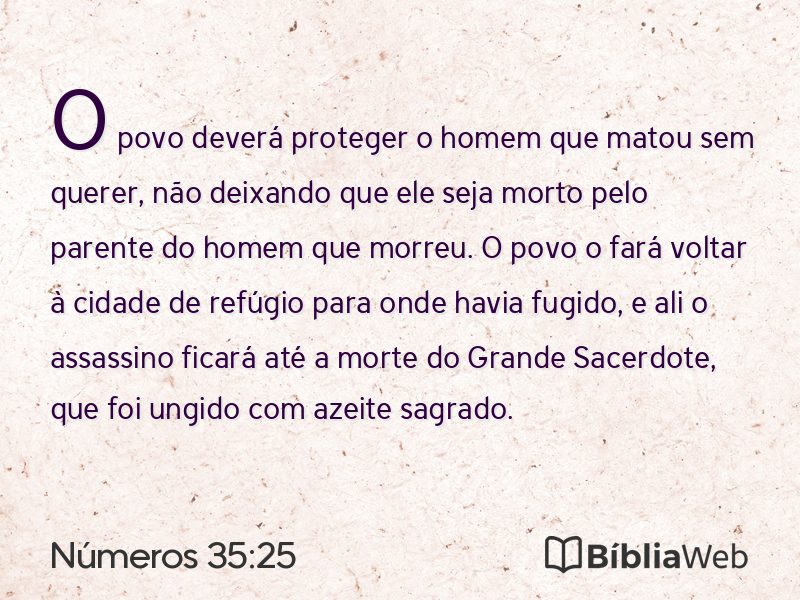 Números 35:25 em imagem para compartilhar