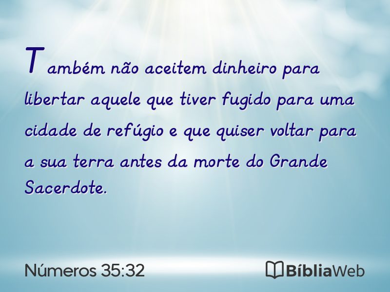Números 35:32 em imagem para compartilhar