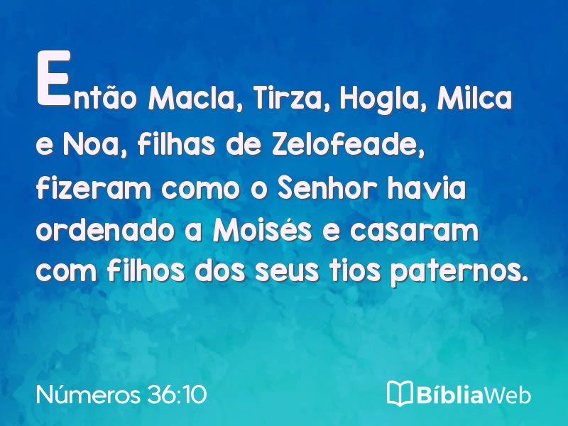 Números 36:10 em imagem para compartilhar