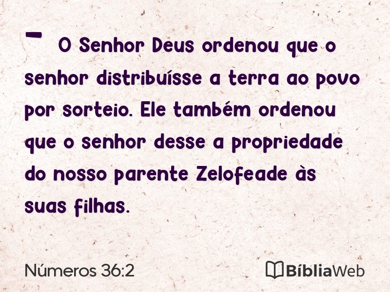 Números 36:2 em imagem para compartilhar