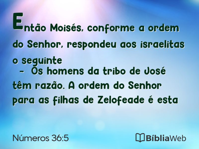 Números 36:5 em imagem para compartilhar