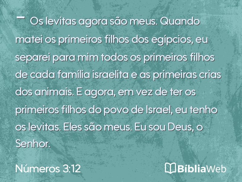 Números 3:12 em imagem para compartilhar