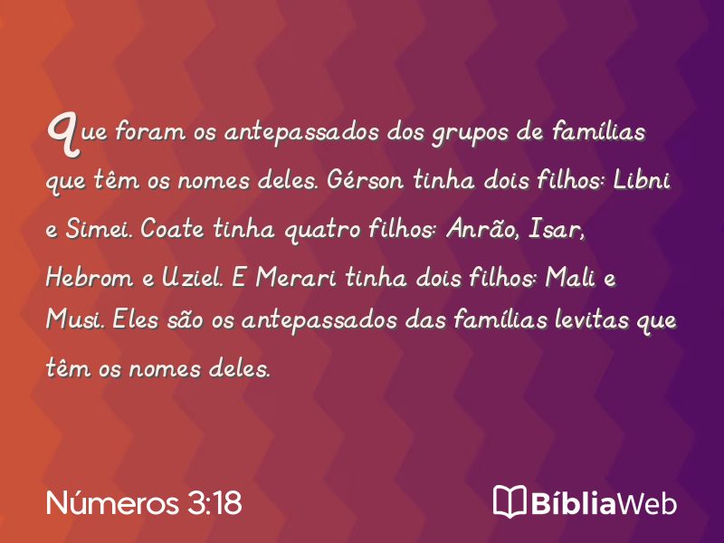 Números 3:18 em imagem para compartilhar