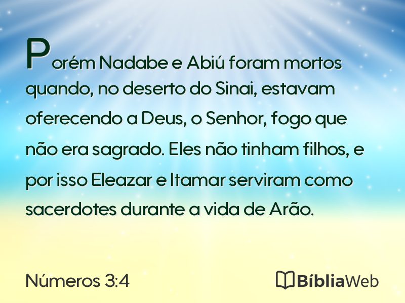 Números 3:4 em imagem para compartilhar