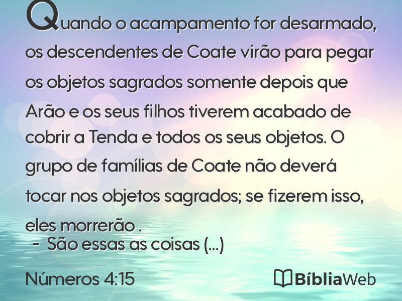 Números 4:15 em imagem para compartilhar