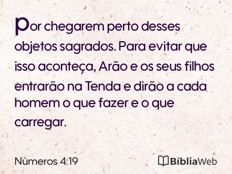 Números 4:19 em imagem para compartilhar