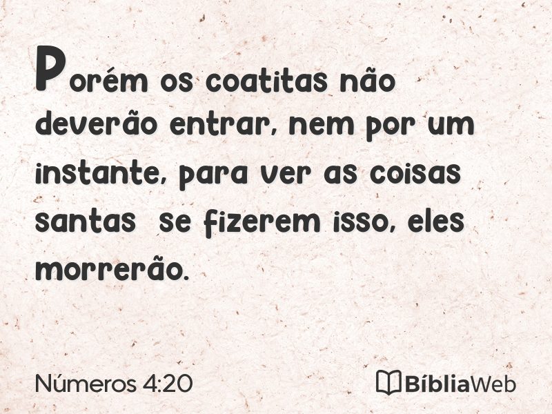 Números 4:20 em imagem para compartilhar