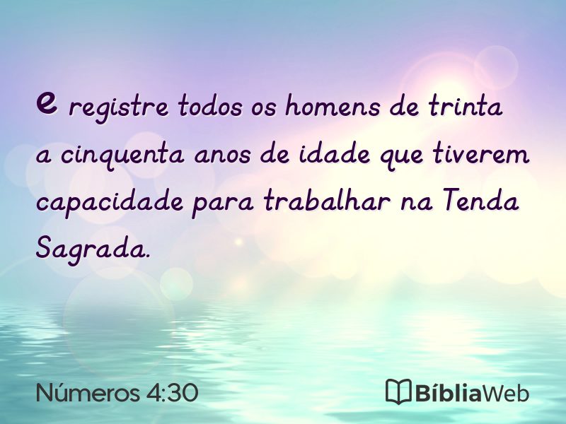Números 4:30 em imagem para compartilhar