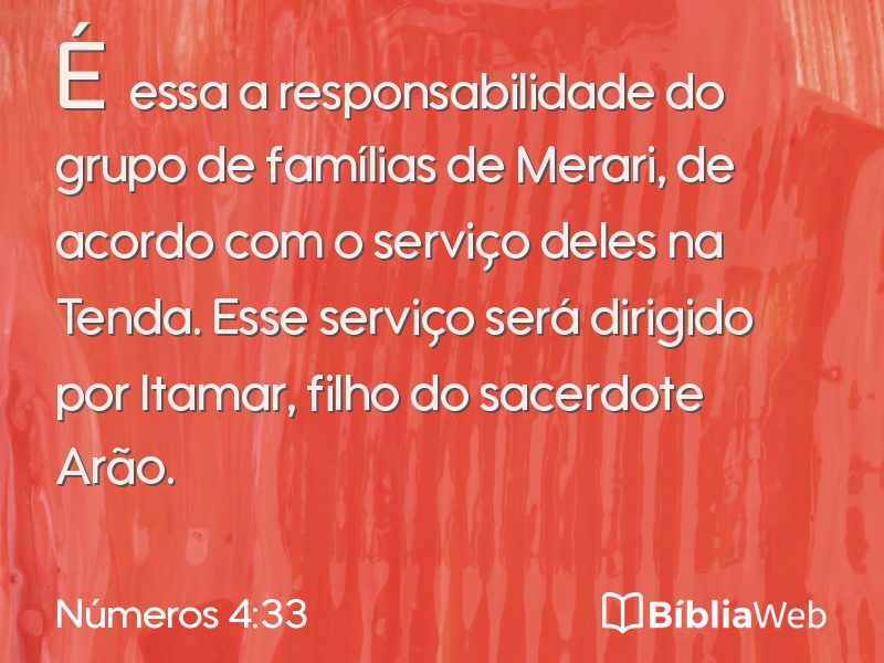 Números 4:33 em imagem para compartilhar