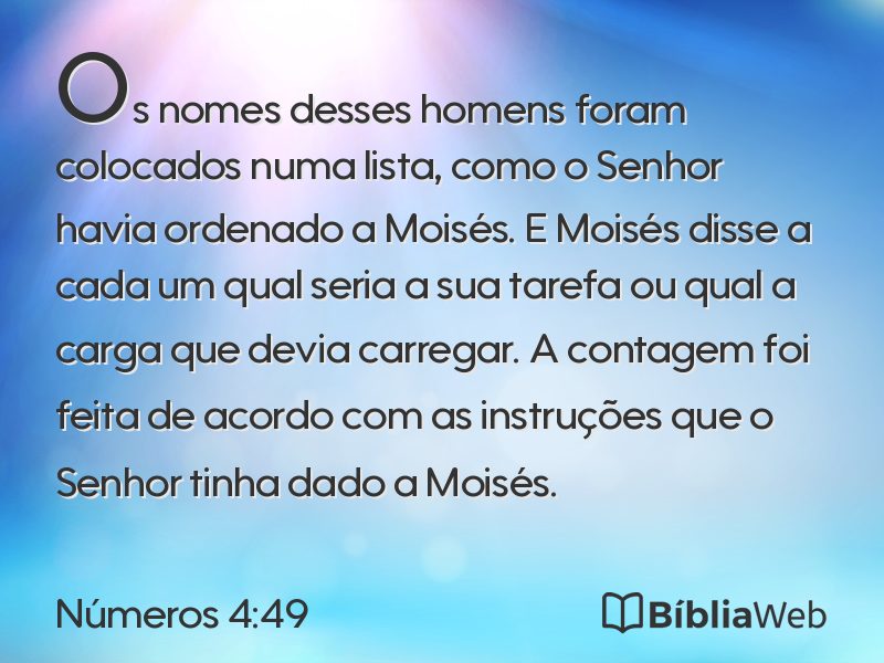 Números 4:49 em imagem para compartilhar