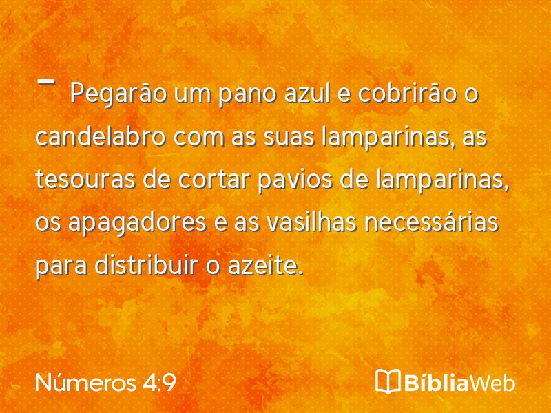 Números 4:9 em imagem para compartilhar