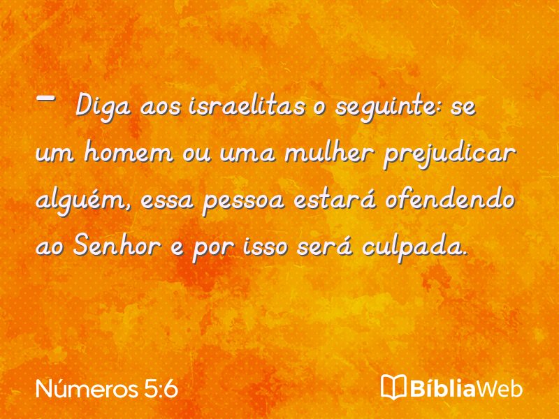 Números 5:6 em imagem para compartilhar