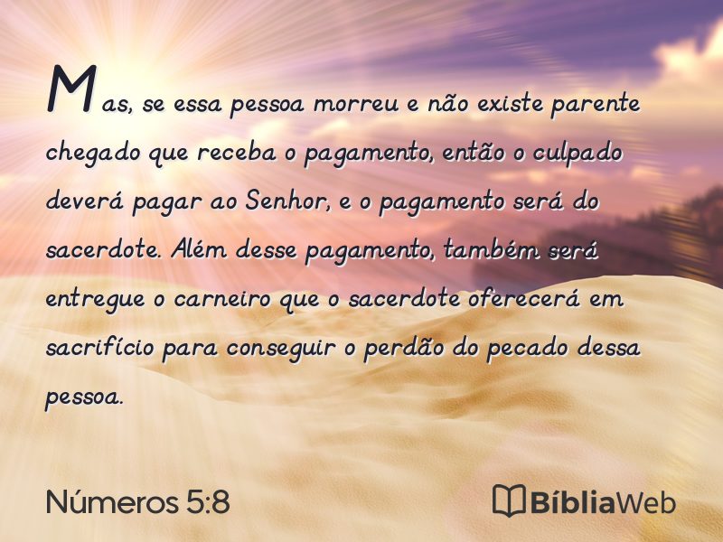 Números 5:8 em imagem para compartilhar