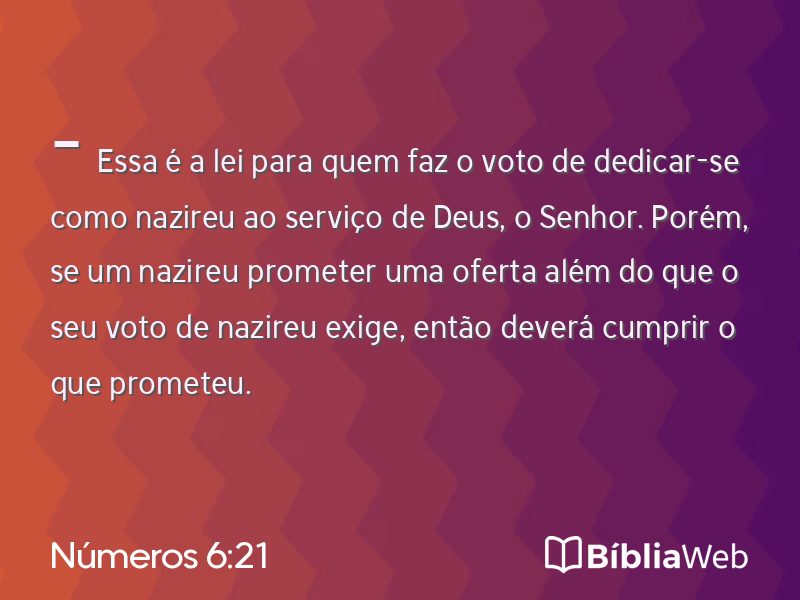 Números 6:21 em imagem para compartilhar