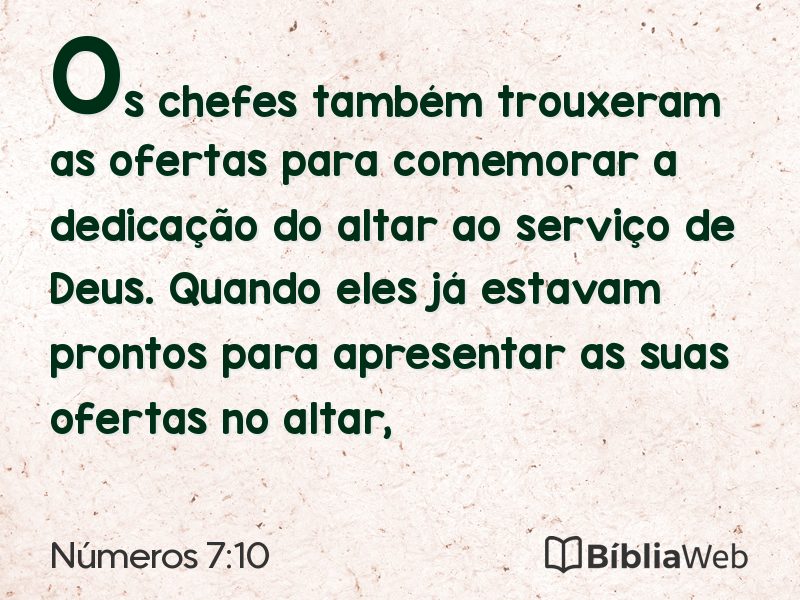 Números 7:10 em imagem para compartilhar