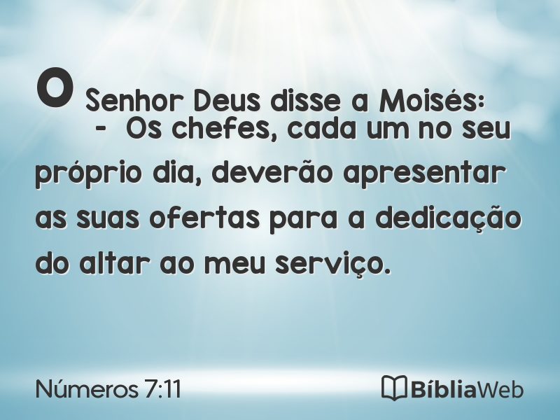 Números 7:11 em imagem para compartilhar