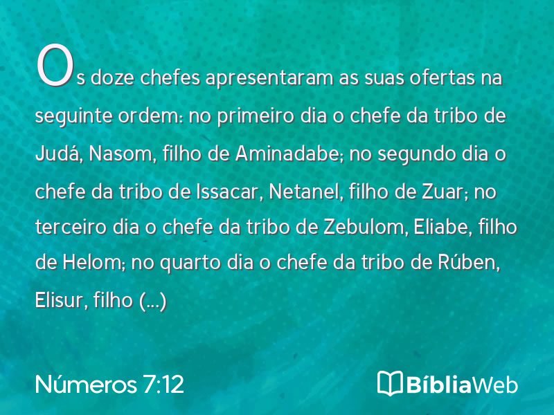 Números 7:12 em imagem para compartilhar