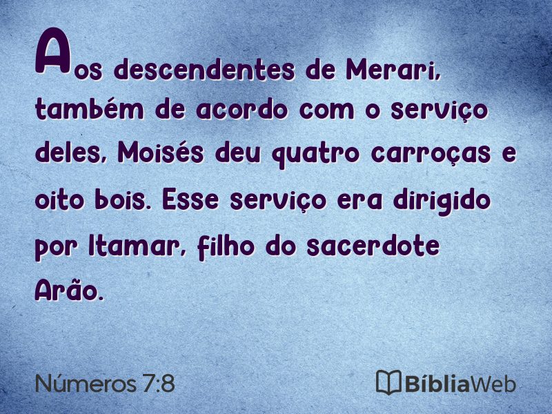 Números 7:8 em imagem para compartilhar